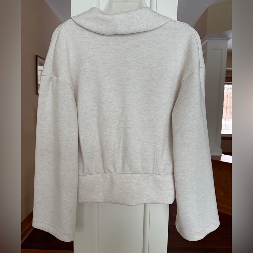SPANX Cream Wrap-Front Long Sleeve Crop Top - Picture 2 of 10